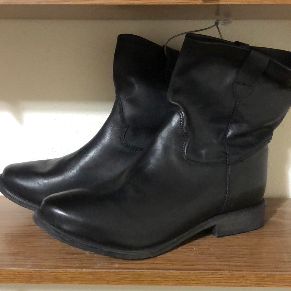 70 post Joelle black leather boots cowboy style 10